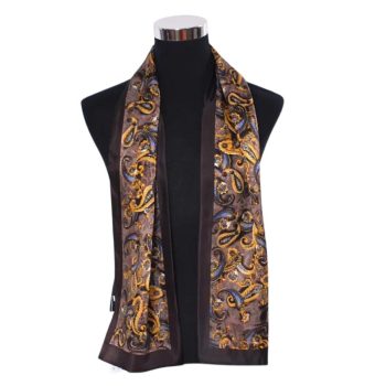 Foulard Homme Soie Paisley Café