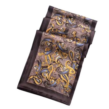 Foulard Homme Soie Paisley Café - Détails