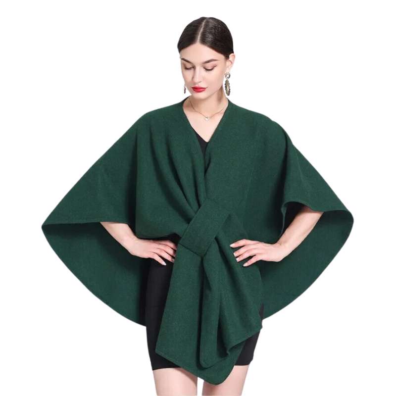 Veste Poncho Femme Couture Vert Forêt - Manches