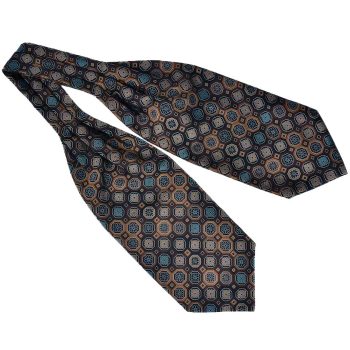 Ascot Cravate Marron Motif Médaillon Vintage - Détails