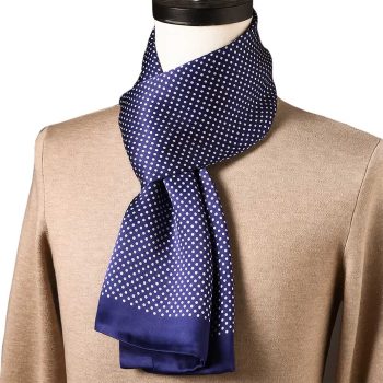 Foulard Homme Soie Bleu Pois Riviera