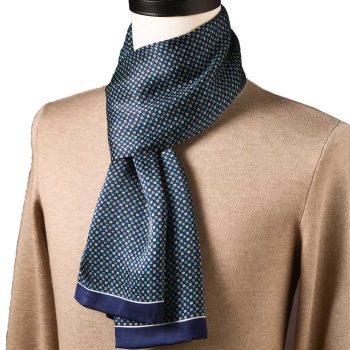 Foulard Homme Soie Mosaïque Bleu