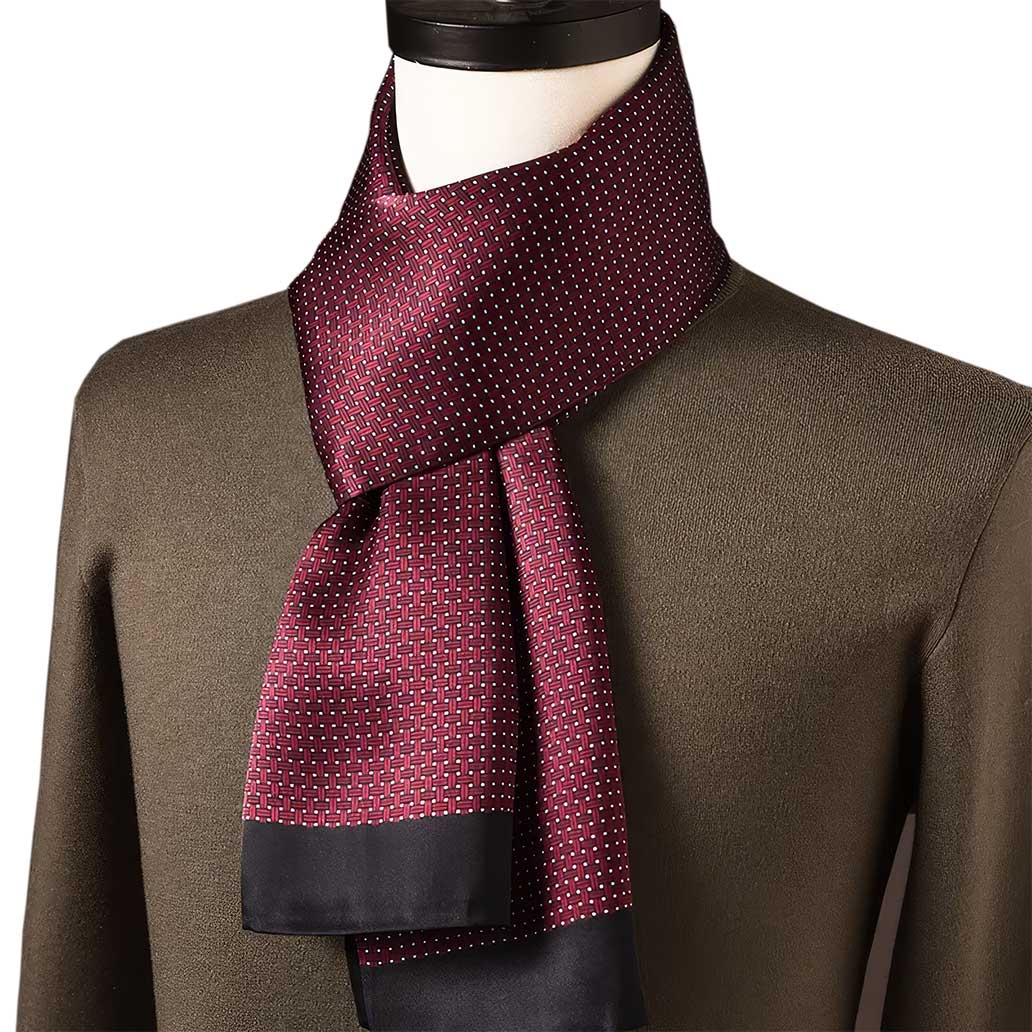 Foulard Homme Soie Mosaïque Bordeaux